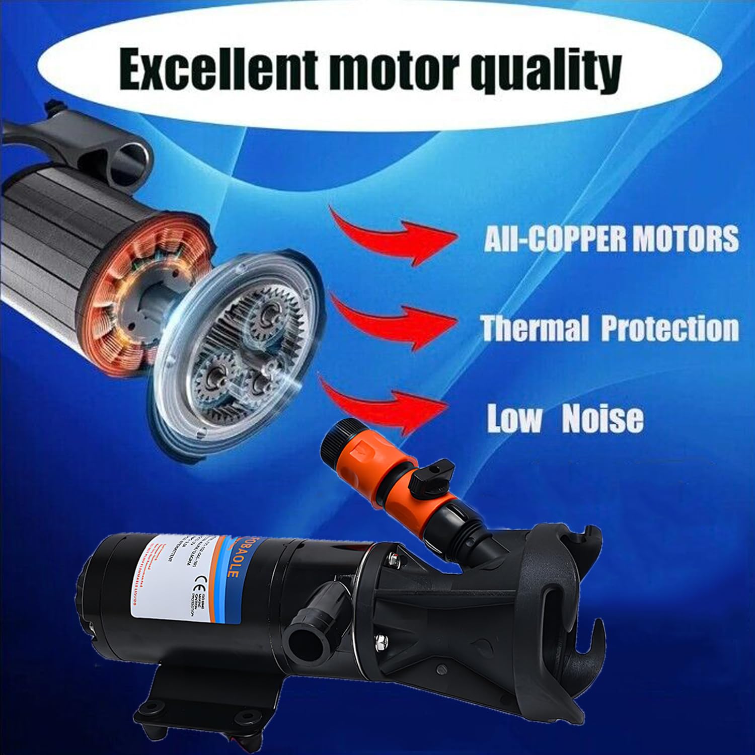 12V RV Macerator Pump - Self Priming Sewage Grinder Pump with 3-Inch Water Inlet & Quick Release - 45L DC Waste Water Pump for RV, Camper, Boat - Perfect for Off-Grid Living and Remote Camping