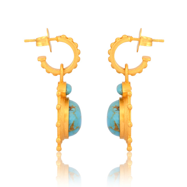Athena Drop Earrings - Turquoise Gemstone Dangle Earrings for Women | Perfect for Parties, Weddings & Everyday Wear