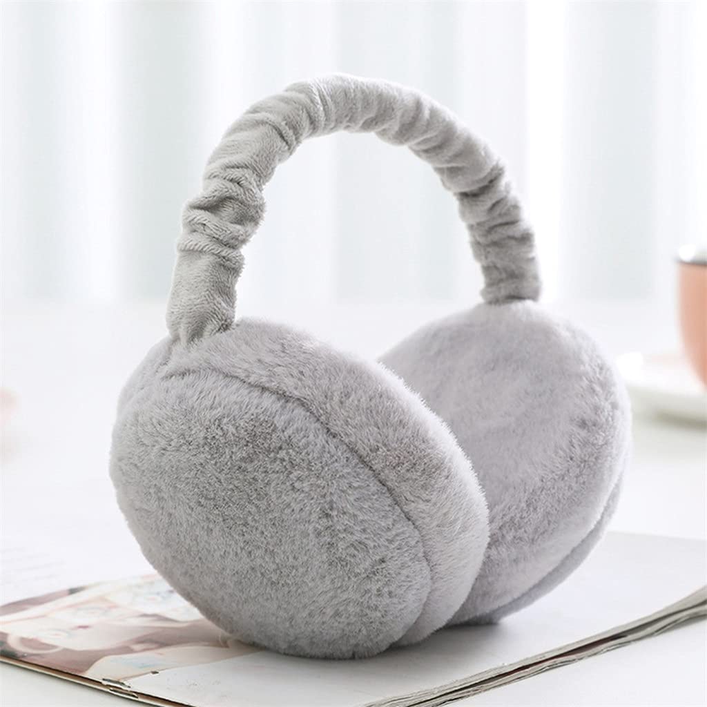 HLDETH Winter Earmuffs for Women - Soft Plush Ear Warmers, Foldable Headband, Cold Weather Accessories (Black, One Size) - Perfect for Outdoor Activities, Skiing, Running, and Commuting in Winter