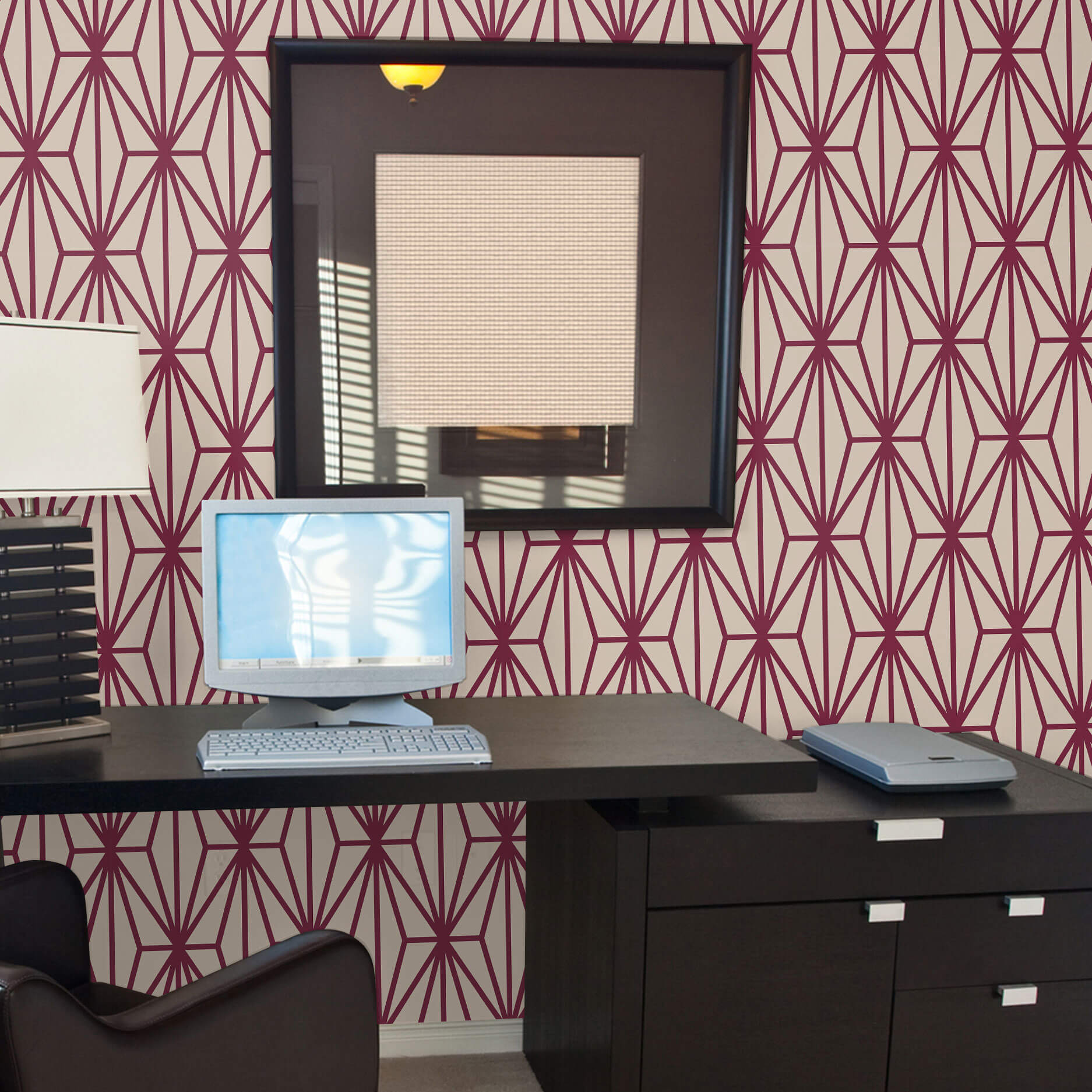 Violet and Beige Diamond Geometric Peel and Stick Removable Wallpaper - Self-Adhesive Decorative Wall Covering for Bedroom, Living Room, Nursery, and Office Decor