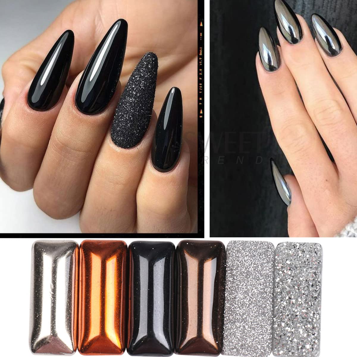 1Pcs Black Chrome Nail Powder - Shining Mirror Chrome Pigment Dust for Nail Art, Metallic Rubbing Glitter - Perfect for Salon, DIY Manicure & Special Occasion Nail Designs