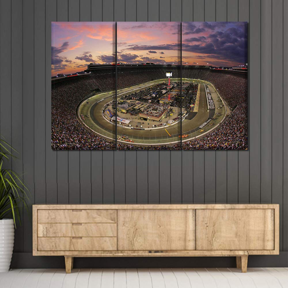 Native American Decor Bristol Speedway Stadium Multi-Panel Canvas Wall Art - Framed Sport Paintings for Modern Home & Office Decor - 60