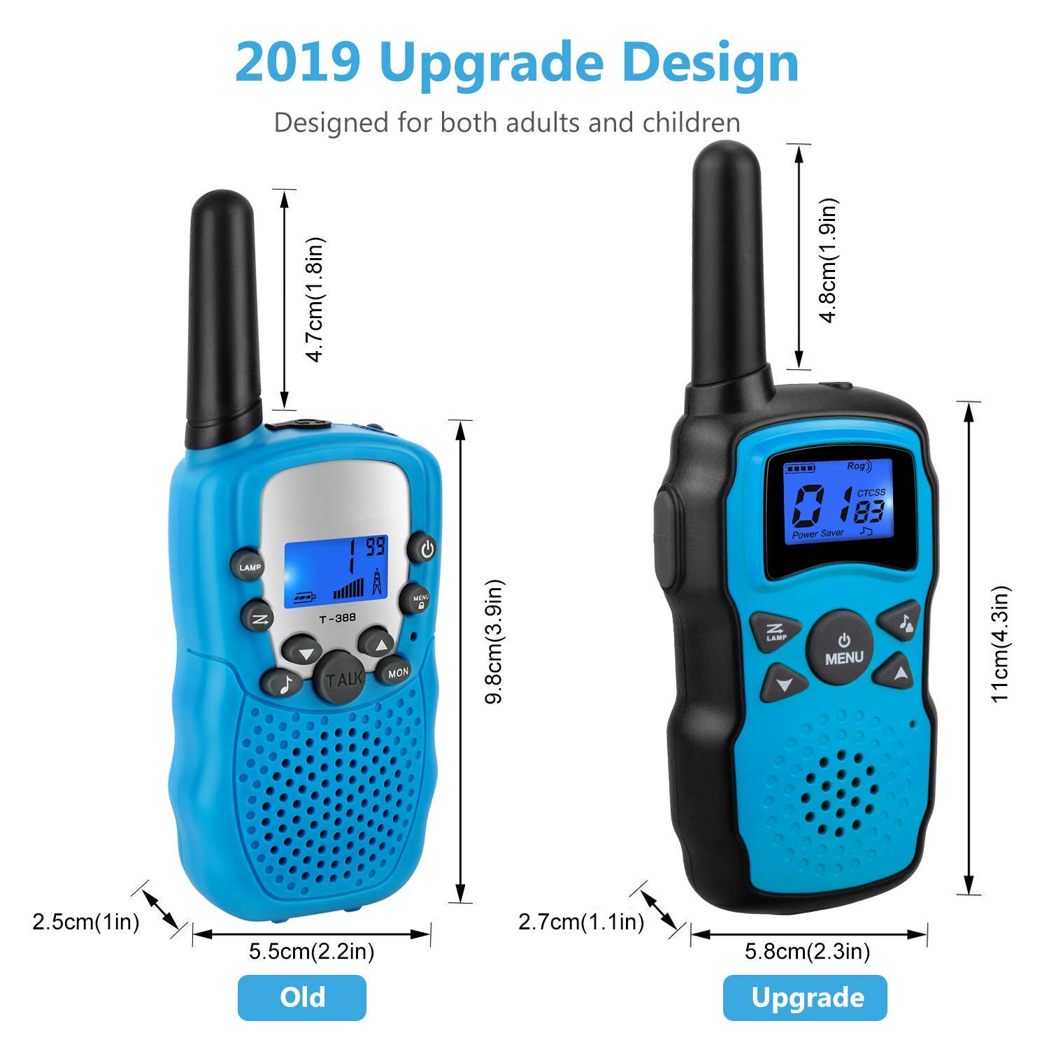 Wishouse Rechargeable Kids Walkie Talkies 4 Pack with 2 USB Chargers - Long Range Two Way Radios for Adults & Family - Outdoor Camping, Hiking, Indoor Games - Perfect Birthday & Christmas Gift for Boys Girls Children