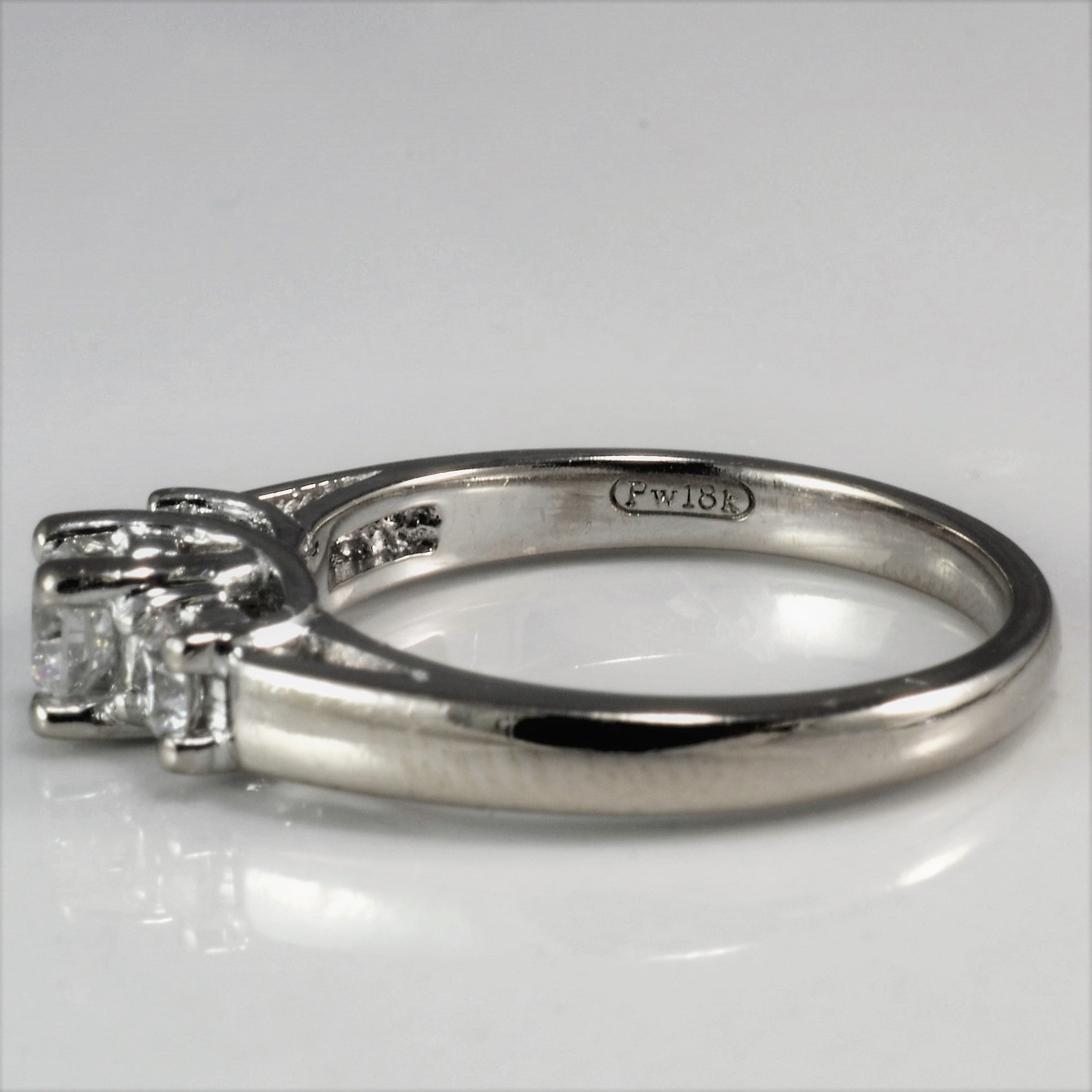 Platinum & 18K White Gold Three Stone Diamond Engagement Ring 0.45ctw Size 6.25 - Perfect for Proposals, Anniversaries & Bridal Jewelry