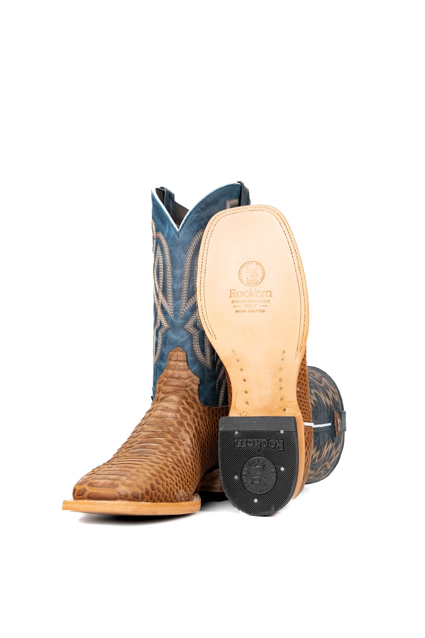 Renegade Python Square Toe Cowboy Boots for Men - Western Style Leather Boots with Exotic Snake Skin Design - Perfect for Rodeo, Country Dancing & Outdoor Adventures
