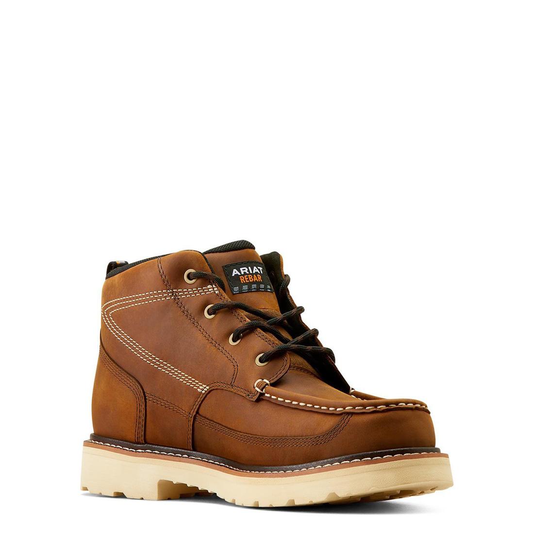 Distressed Brown Soft Toe Chukka Boots for Rebar Work - Comfortable Construction Boots for Men | Ideal for Construction Sites, Outdoor Work & Heavy Duty Jobs