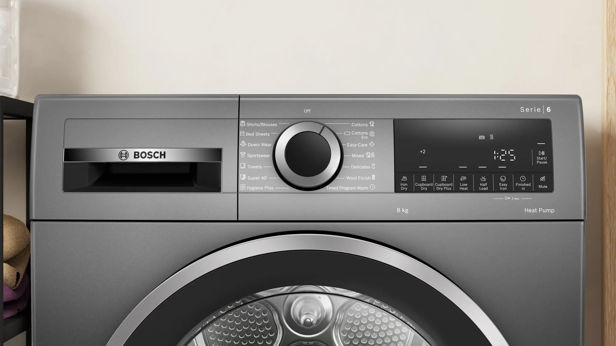 Bosch Series 6 8kg Heat Pump Dryer - Energy Efficient, Quiet, Dark Grey (WQG235DRAU) - Perfect for Small Families & Apartments