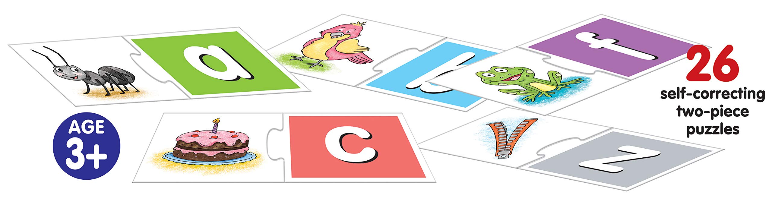Frank Alphabet Small Letters Jigsaw Puzzles for Kids Ages 3-7 | 26 Self-Correcting 2-Piece Puzzles (52 Pcs) | Fun Educational Learning Toys for Preschool & Kindergarten | Perfect Birthday Gift for Boys & Girls | Classroom & Homeschool ABC Learning Activity
