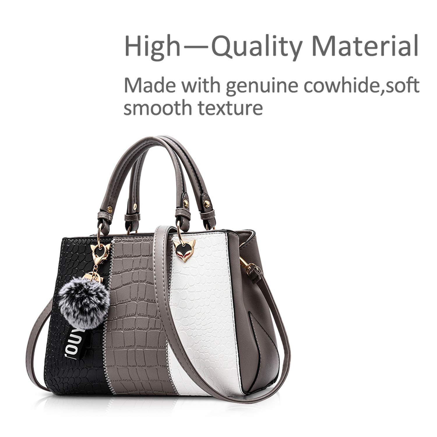 2024 NICOLE & DORIS Women's Messenger Bag - Stylish Gray Crossbody Purse for Work, Travel & Everyday Use | Fashionable Ladies Handbag
