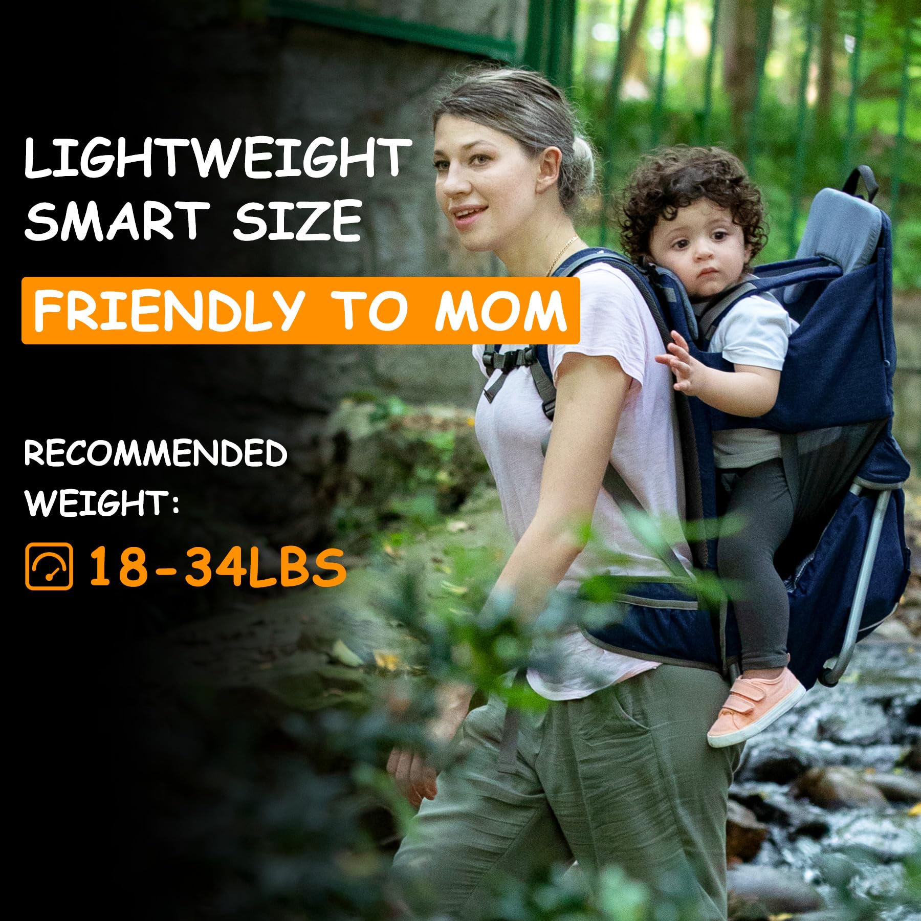 WIPHA Lightweight Baby Backpack Carrier for Women & Men - Ergonomic Infant Hiking Carrier with Large Storage - Breathable & Comfortable Toddler Carrier for Travel, Hiking, Shopping (0-3 Years)