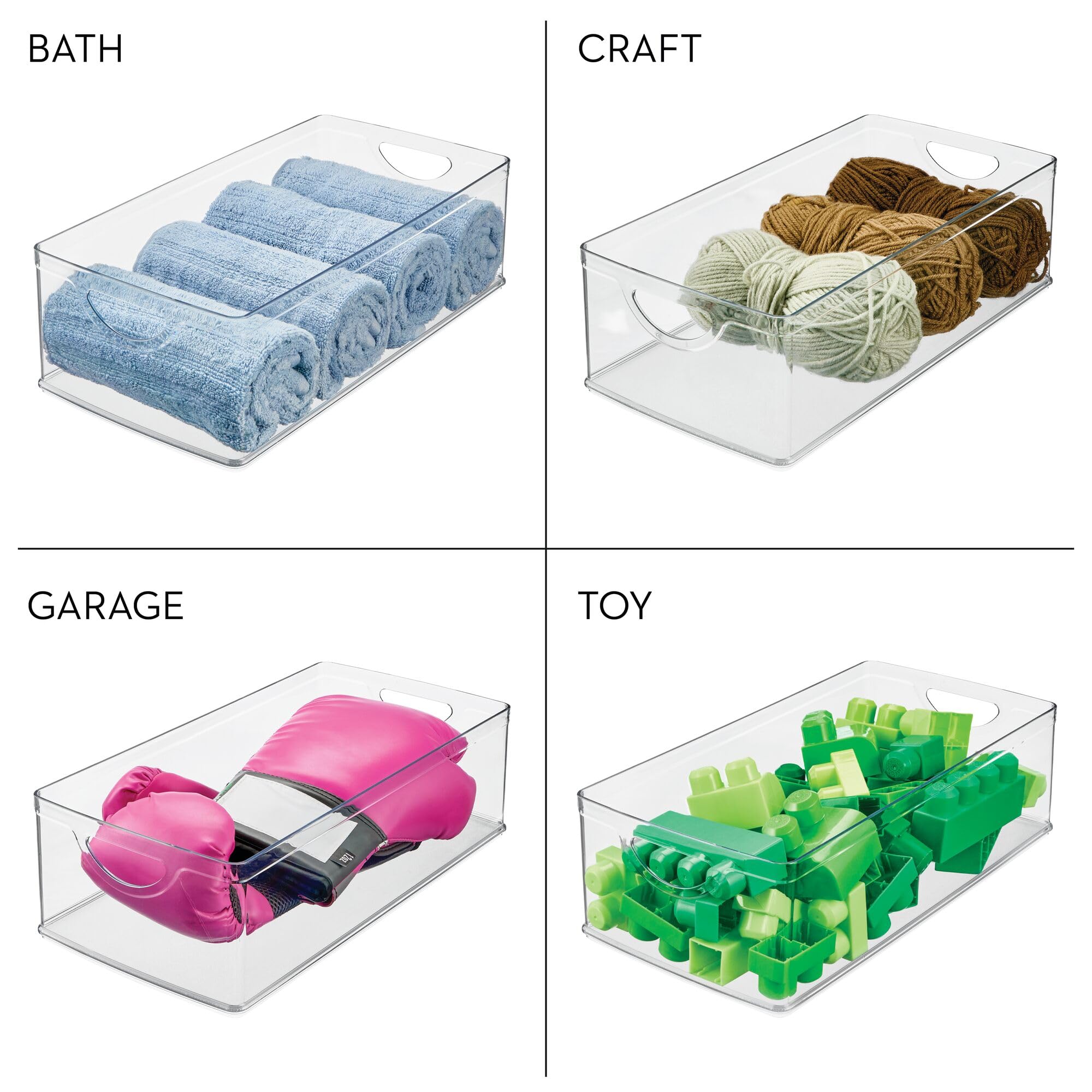 iDesign Clear Recycled Plastic Storage Bin with Handles - 16