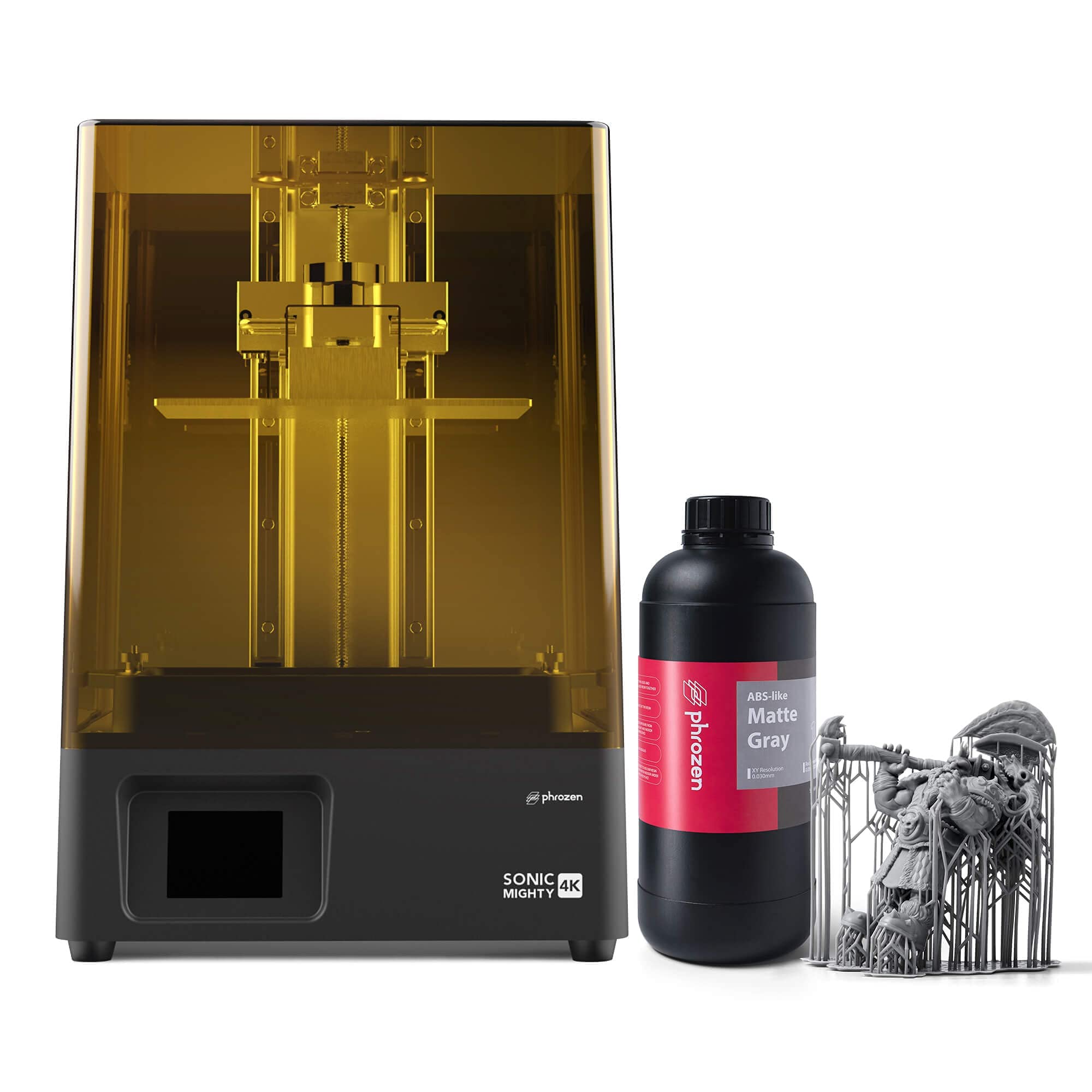 Phrozen Sonic Mighty 4K High Precision 3D Printer Bundle with 1KG ABS-Like Matt Gray Resin - Ideal for Miniatures, Jewelry & Dental Models
