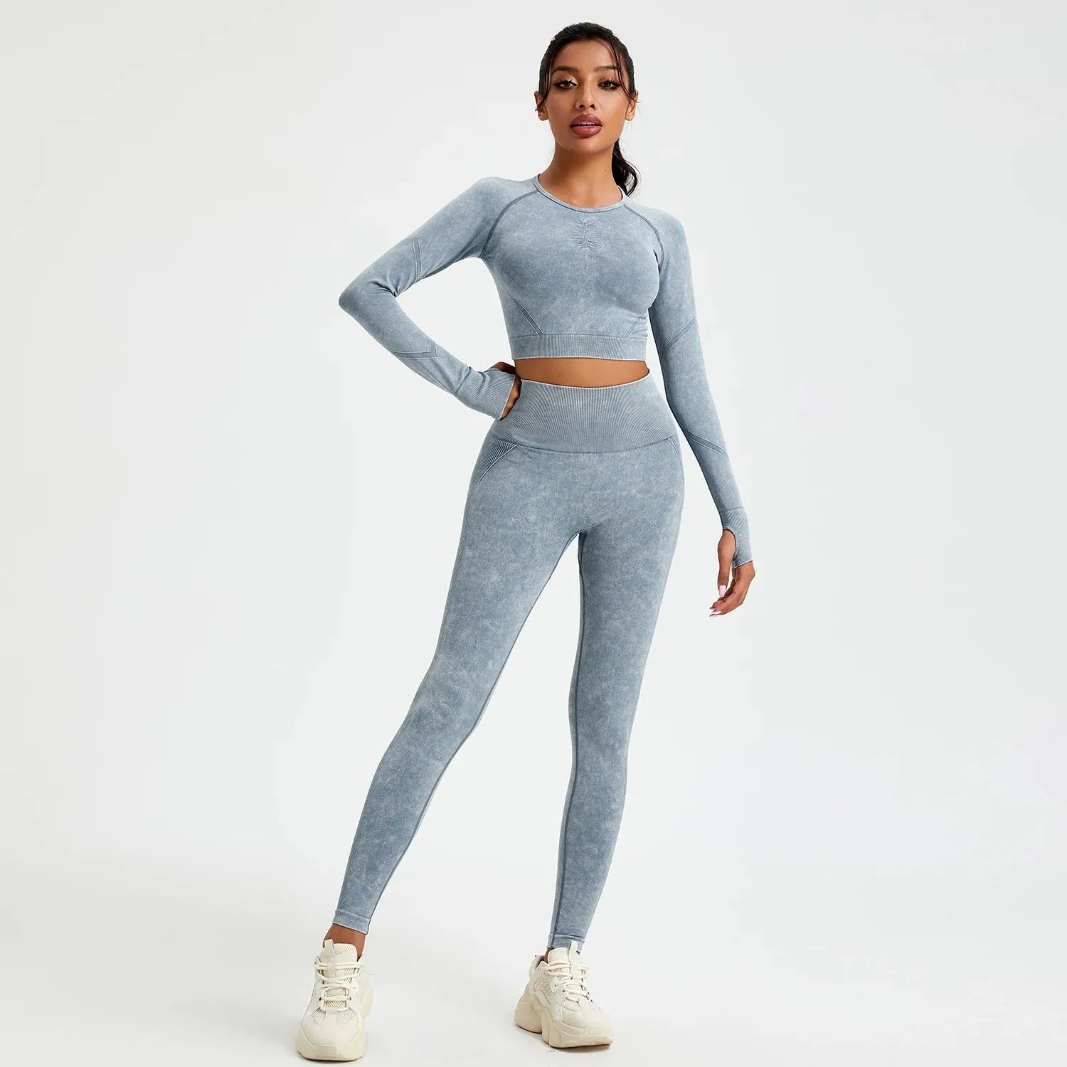 Women's Autumn Wash Skinny Stretch Sport Pants Set - Comfortable Activewear for Yoga, Running & Gym Workouts