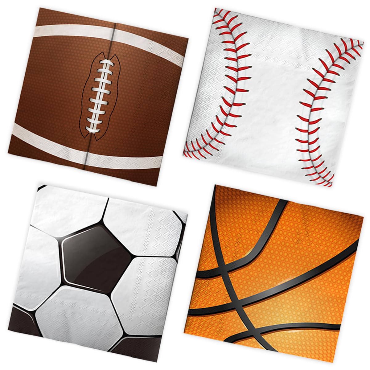 40Pcs Sports Themed Disposable Paper Napkins - All Star Basketball Football Baseball Soccer Party Decorations for Boys Birthday, Game Day, Tailgating & Sports Themed Events