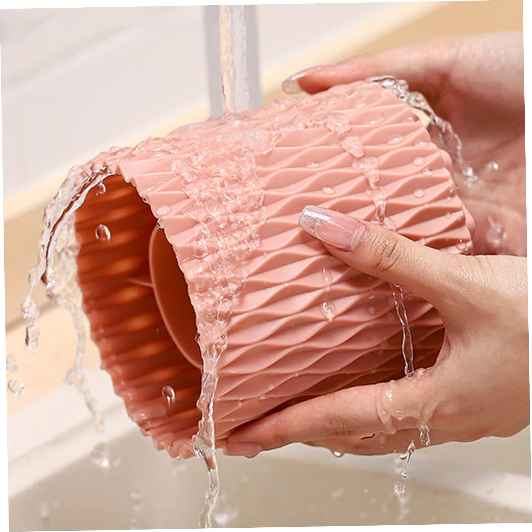 360° Rotating Makeup Brush Holder - Large Capacity Cosmetic Organizer with Rotating Base, Pink Vanity Desk Organizer for Brushes, Pens & Beauty Tools | Perfect for Makeup Vanity, Bathroom Counter & Office Desk Organization