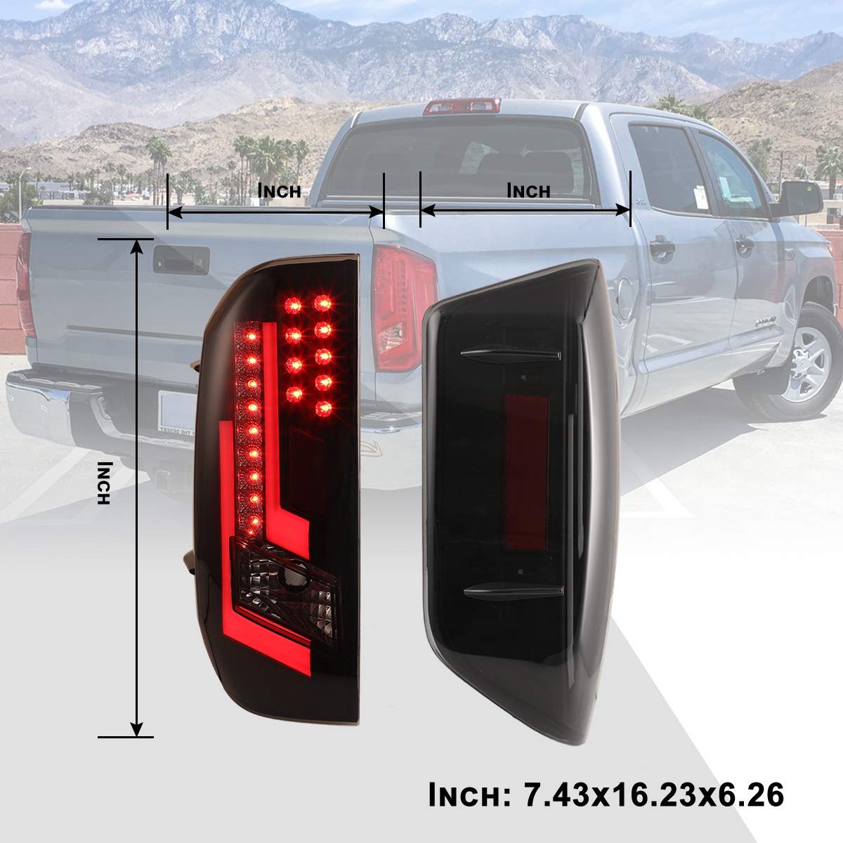 ROXX LED Tail Lights Assembly for 2014-2020 Toyota Tundra - Smoked LED Turn Signal, DRL & Brake Lights - Replacement Kit for Pickup Truck (Driver & Passenger Side) - Perfect for Night Driving & Enhanced Safety