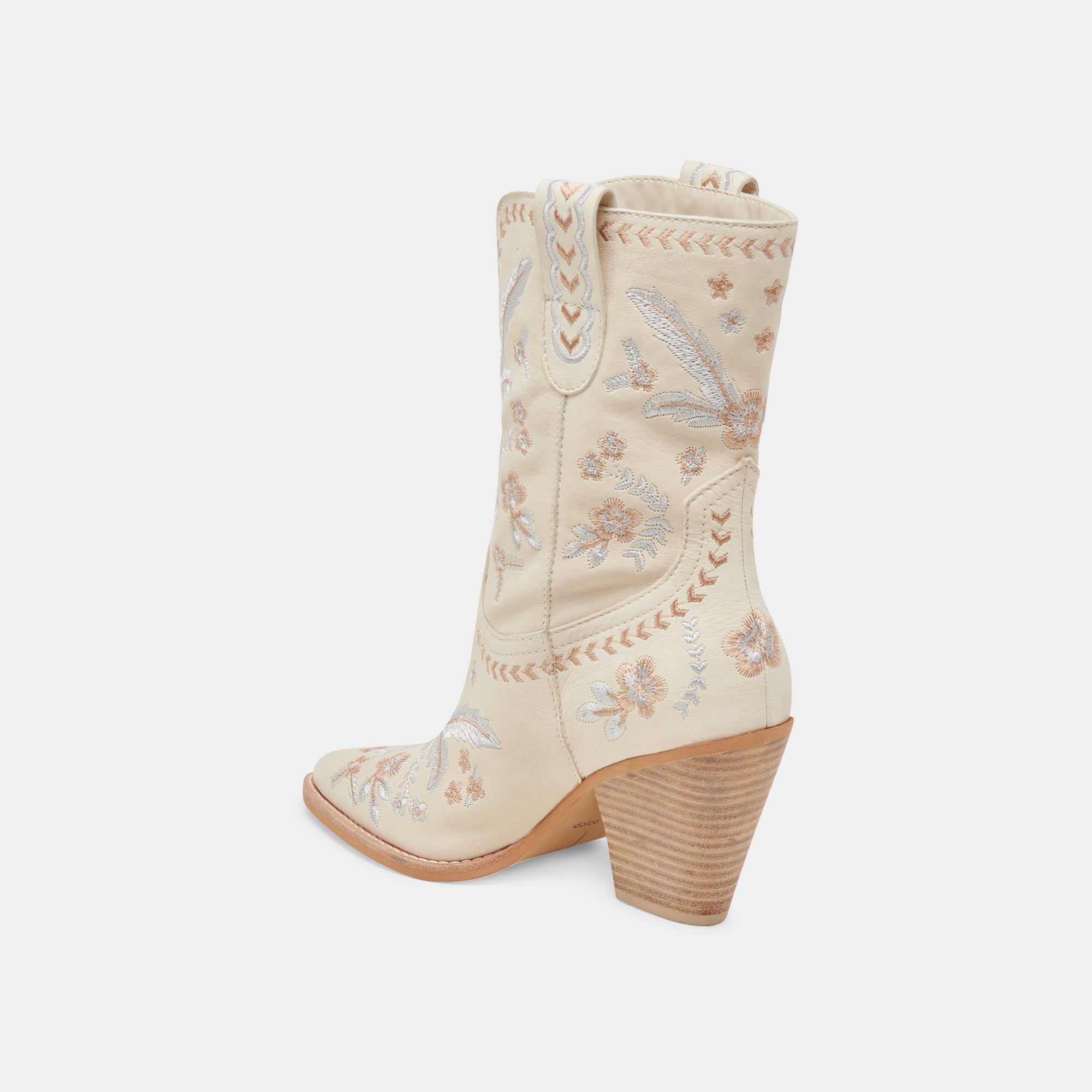 JESSEY Women's Floral Boots in Creme Nubuck Leather - Stylish Ankle Booties for Fall & Winter Fashion, Casual Outfits, and Date Nights