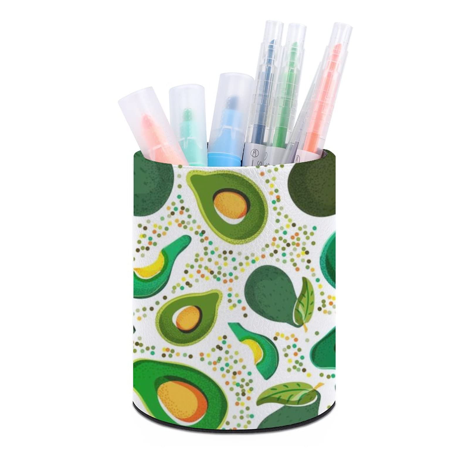 Stylish Avocado-Shaped Pen Holder - Round Desk Organizer for Pencils, Pens & Makeup Brushes | Cute Stationery Storage Box for Office, School & Home Decor
