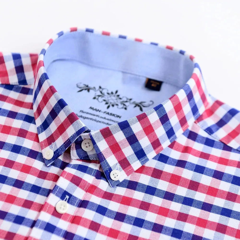 Stylish Men's Checkered Shirt with Patch Pockets - Casual Button Down Shirt for Office, Dating & Outdoor Activities