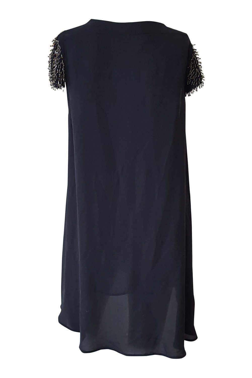 3.1 Phillip Lim Black Short Sleeve Asymmetric Hem Dress - Women's UK Size 8 | Elegant Asymmetrical Cocktail Dress for Parties, Weddings & Evening Events