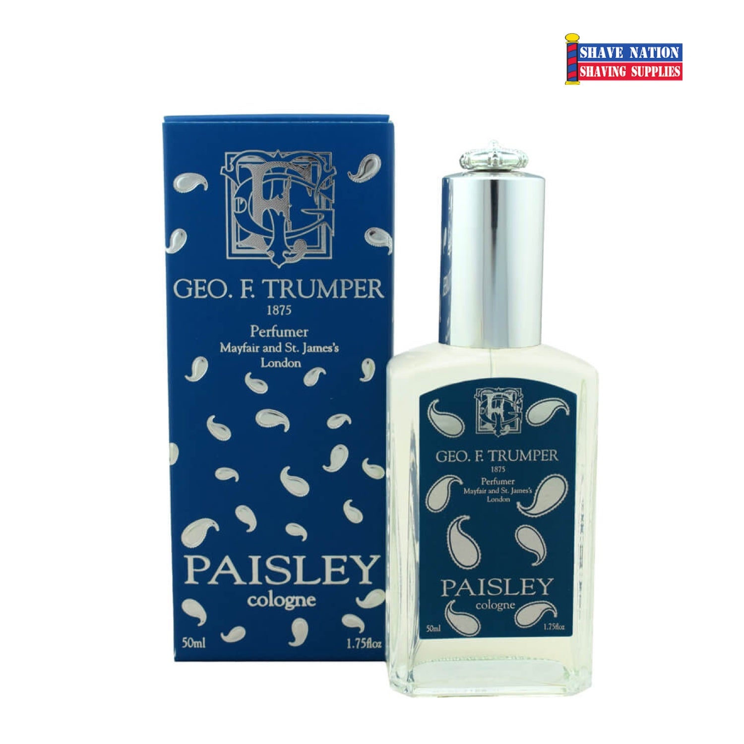 Geo F Trumper Paisley Cologne for Men - 50ml Eau de Toilette Spray - Luxury Fragrance for Day & Night Wear - Perfect for Office, Date Night & Special Occasions