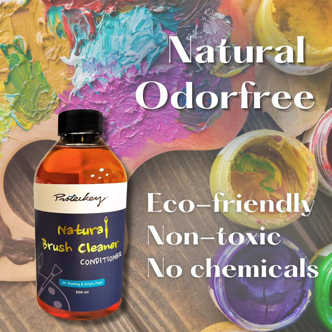 Natural Paint Brush Cleaner & Conditioner - Non-Toxic, Odorless for Oil & Acrylic Paints - Perfect for Kids & Artists