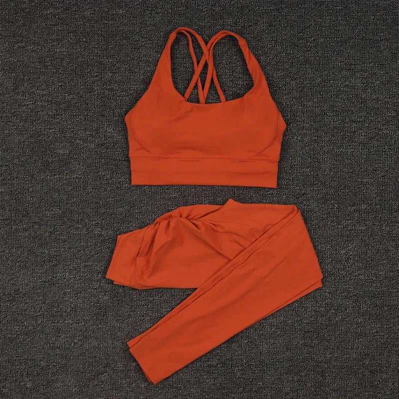 SOISOU Women's Nylon Yoga Set - Gym Tracksuit with Removable Chest Pad & V-Shaped Hip Support - High Waist Workout Leggings & Sports Bra - Perfect for Yoga, Pilates, Gym & Running