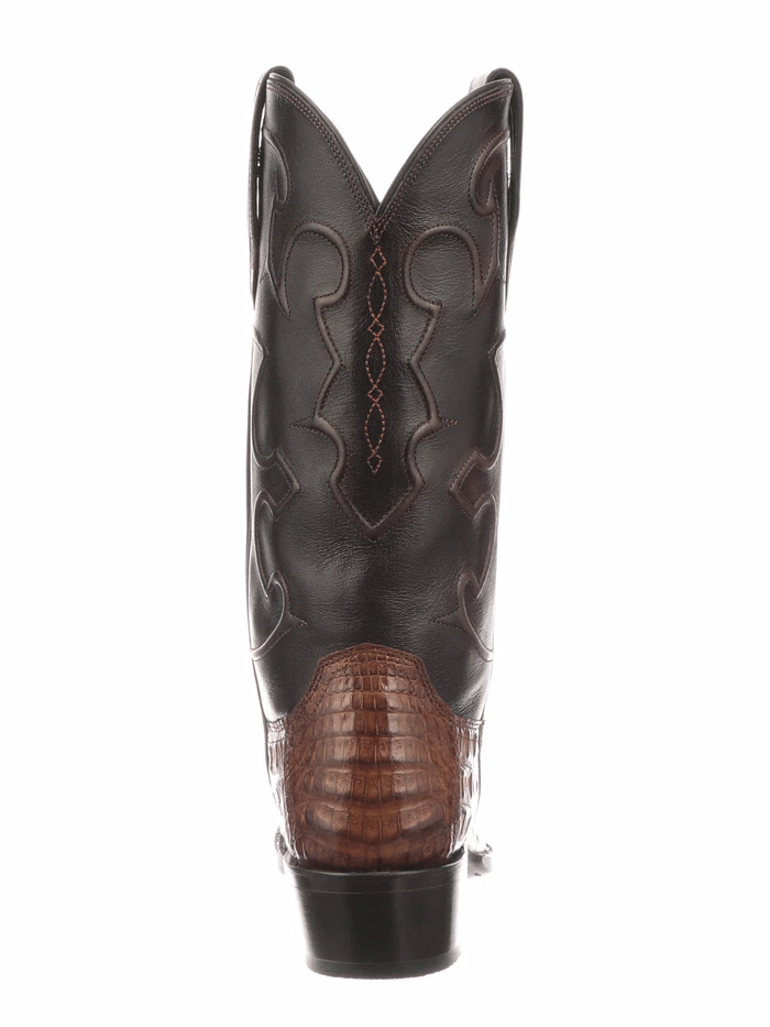 Lucchese M1635.R4 Men's Charles Belly Caiman Boots in Sienna Dark Brown - Premium Cowboy Boots for Western Wear & Country Fashion