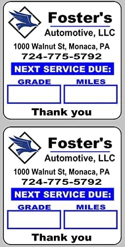 McAuley Custom Oil Change Stickers 2x2 Inch - Durable Windshield & Door Jamb Labels - Easy to Write On & Peel Off - Blue (1000 Pack) - Perfect for Vehicle Maintenance Reminders & Service Tracking