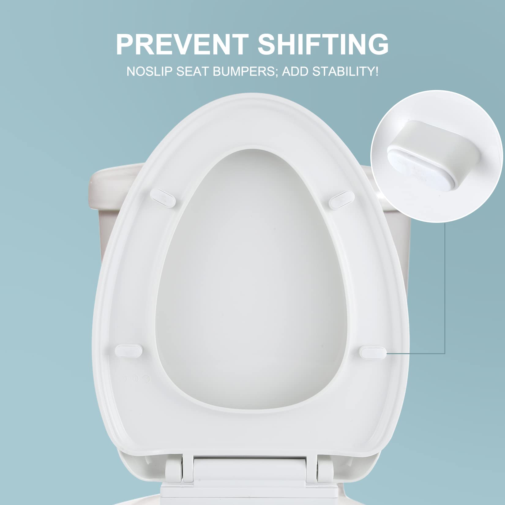 Miibox Removable Elongated Toilet Seat with Non-Slip Grip-Tight Bumpers - Slow Close Quiet Seat Cover, Quick Release Hinges for Easy Cleaning - 2 Pack White Toilet Seats for Bathroom, Home & Commercial Use