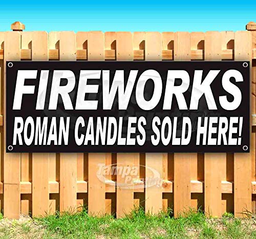 13 oz Heavy-Duty Vinyl Fireworks Candles Banner - Single-Sided with Metal Grommets | Durable Non-Fabric Sign for Party Decorations, Celebrations & Special Events