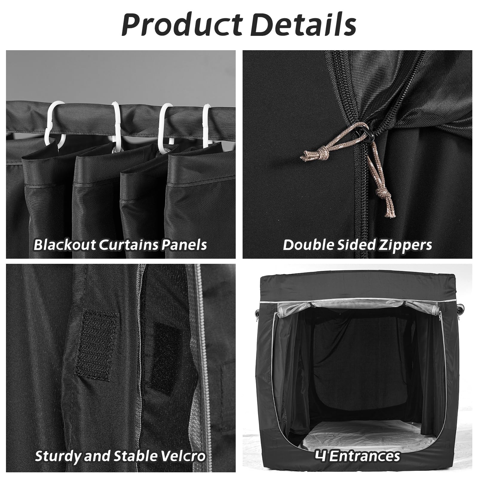 BORNA Twin Size Bed Tent for Adults & Kids - Mosquito Net Canopy with 80% Blackout, Breathable Privacy Shelter, 4 Doors - Indoor Portable Sleeping Tent for Camping, Dorm Rooms & Privacy Spaces