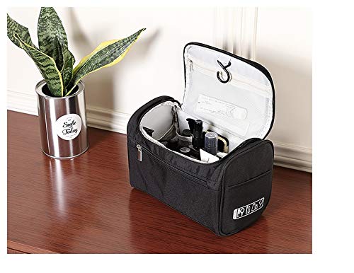 GOCART with G Logo Black Polyester Travel Organizer - Portable Hanging Cosmetic & Makeup Pouch for Toiletries, Jewelry, and Essentials | Perfect for Travel, Gym, and Daily Use