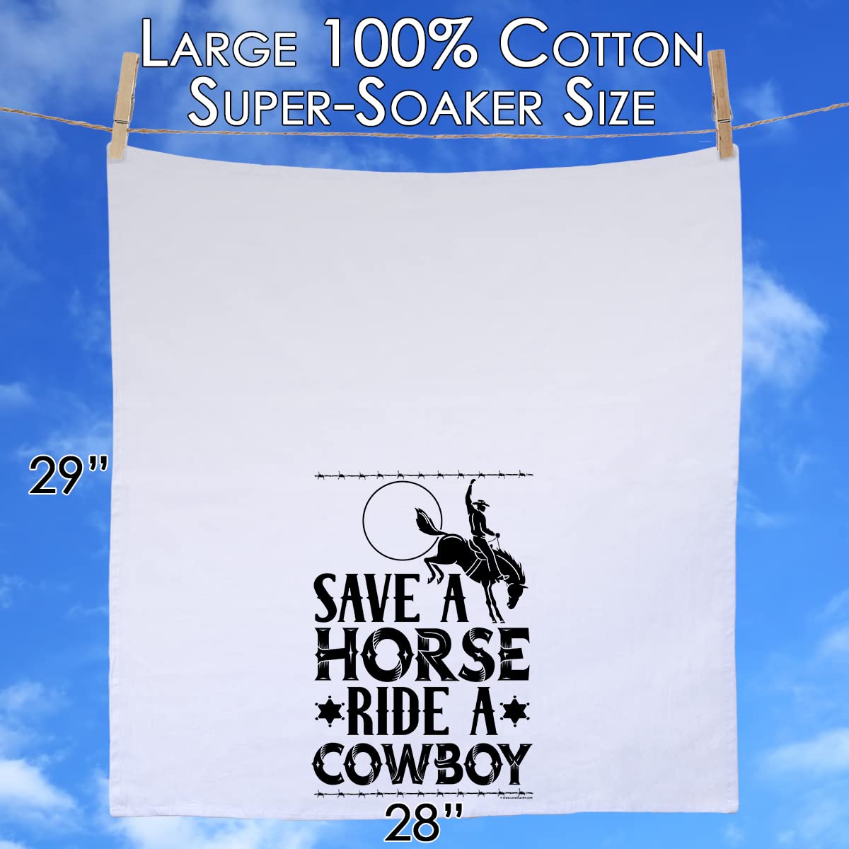 Funny Cowboy Tea Towels - Save a Horse Ride a Cowboy Kitchen Towels with Sayings | Decorative Dish Towels for Housewarming Gifts | Multi-Use Cute Kitchen Towels for Women | Perfect for Country-Themed Kitchens & Western Home Decor