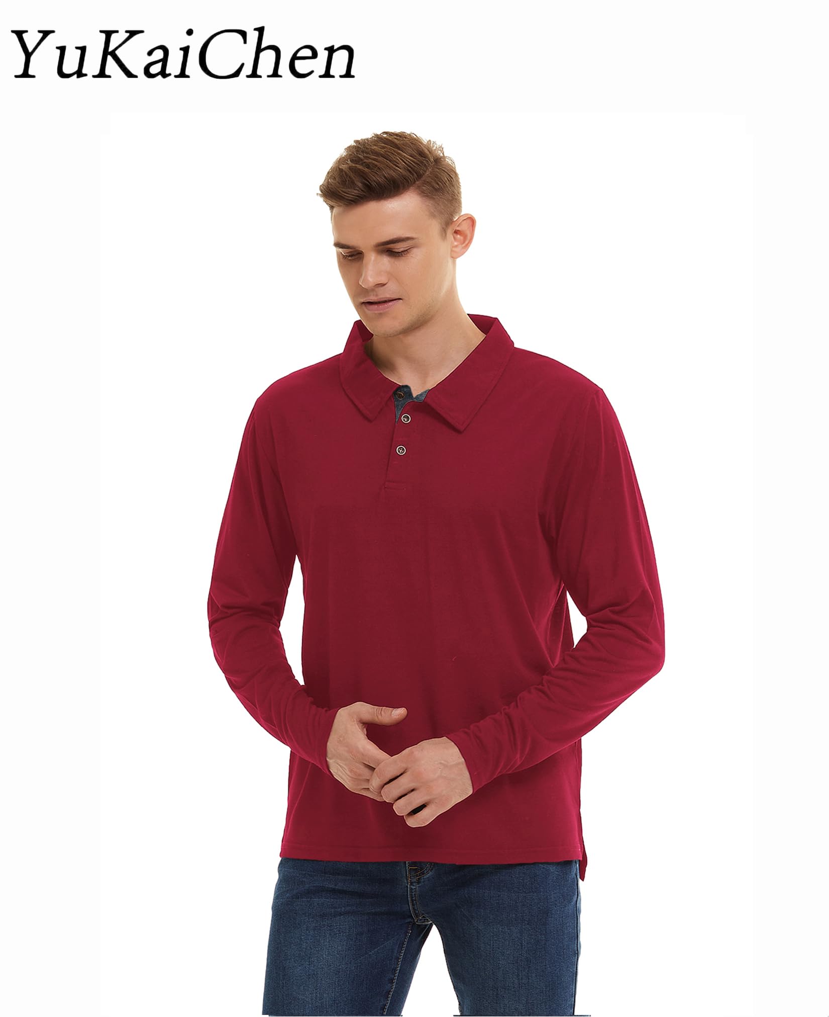 Premium Men's Long Sleeve Polo Shirt - Breathable Golf Shirt with Moisture-Wicking Fabric - Ideal for Golf, Business Casual & Outdoor Activities