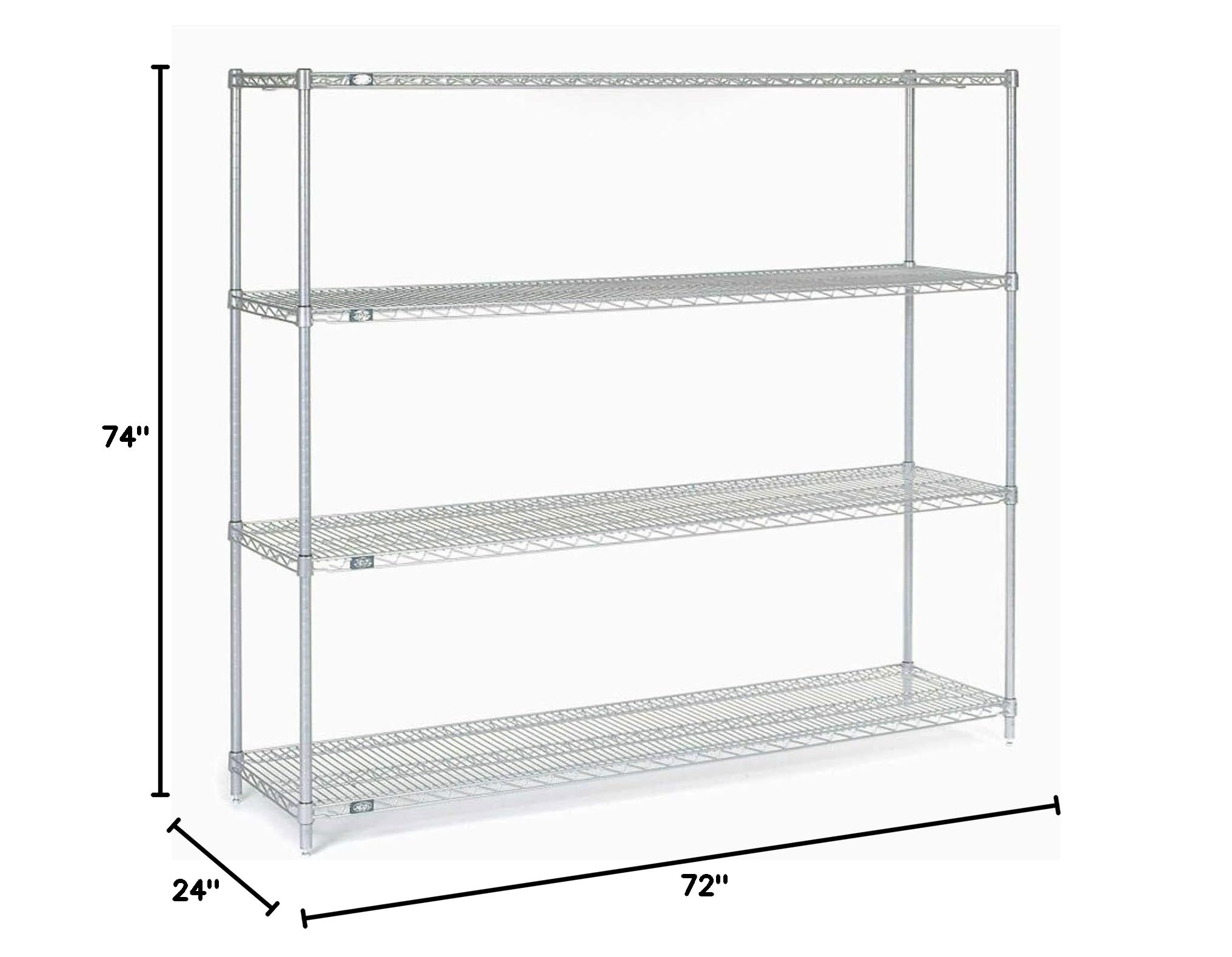 Nexel 5-Tier Silver Epoxy Wire Shelving Unit - 72