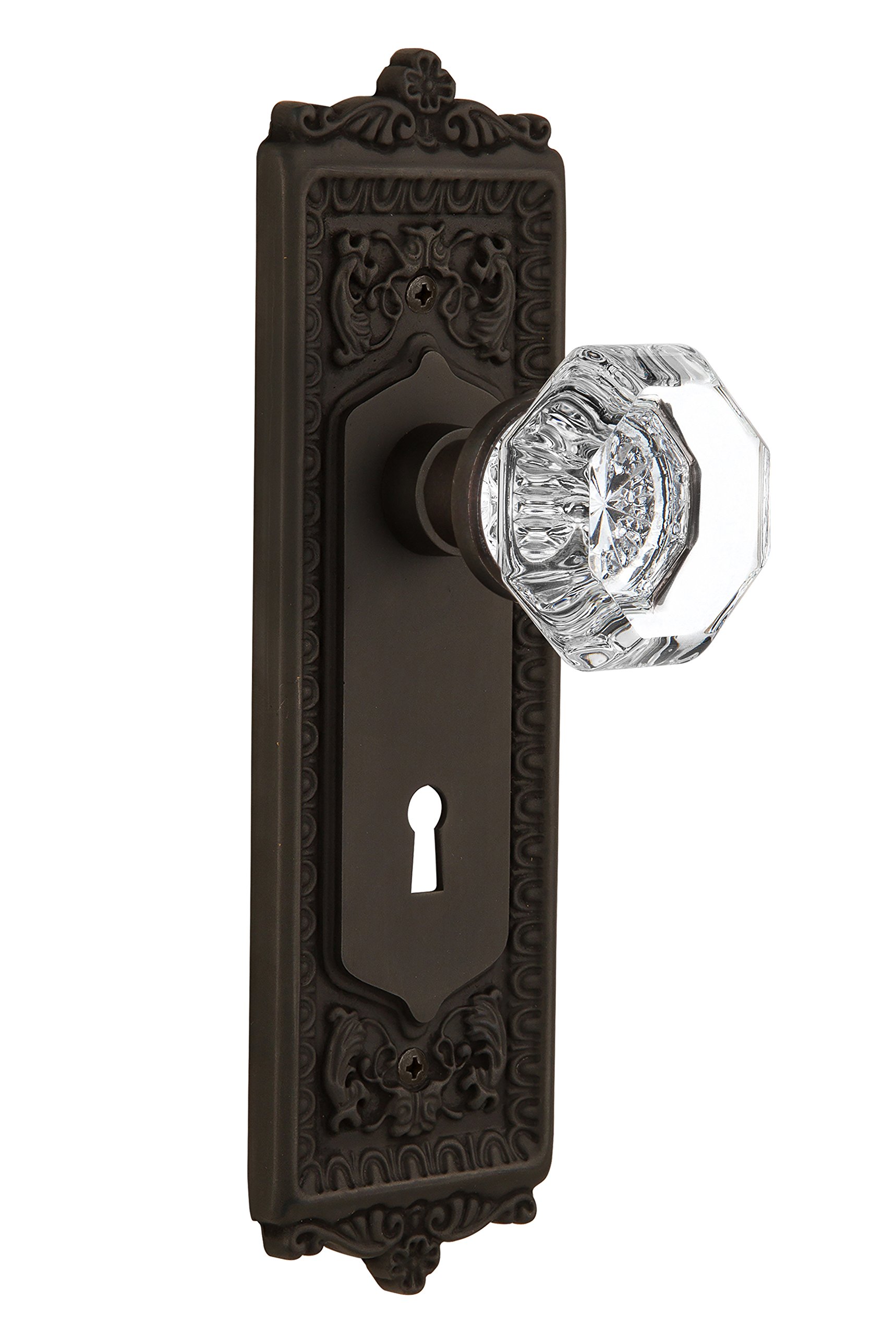Vintage Egg and Dart Keyhole Plate with Waldorf Crystal Knob - 2.25