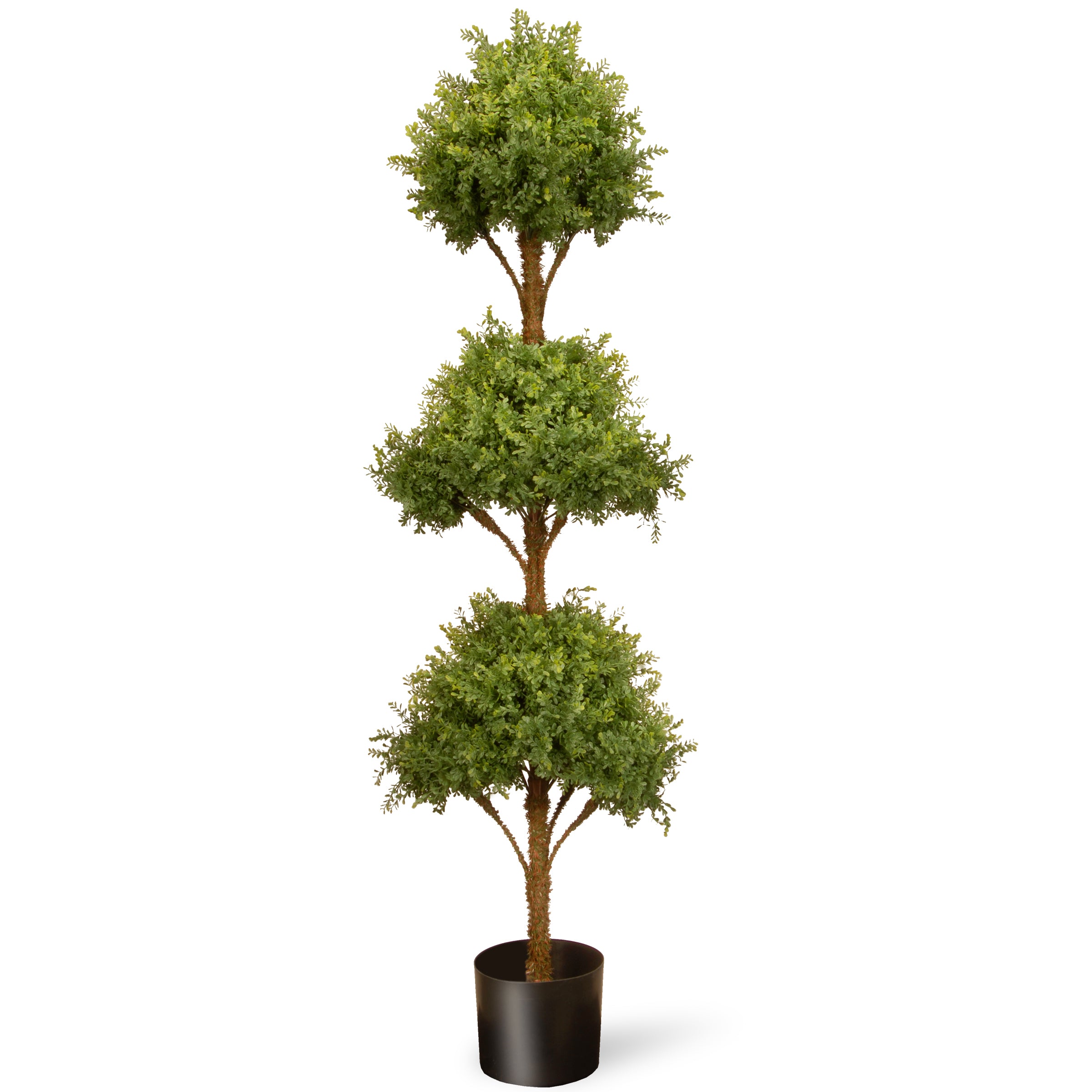 72 in. Mini Tea Leaf Three Ball Topiary Artificial Plant - Elegant Home & Office Decor for Indoor Spaces, Perfect for Living Room, Entryway, or Patio