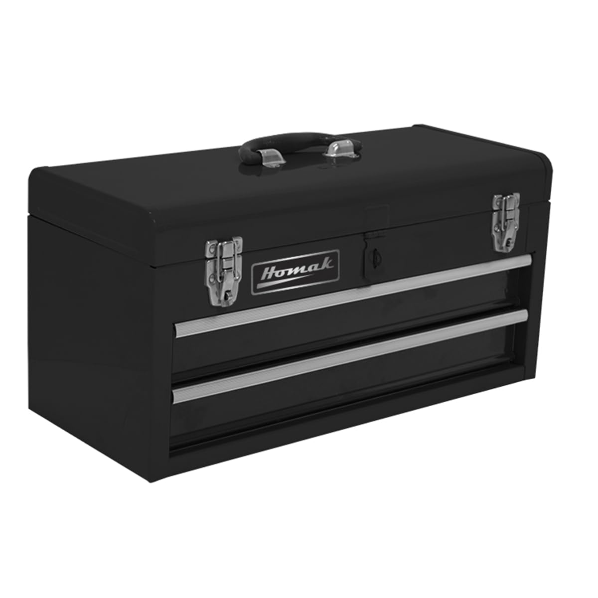 Homak BK01022001 20-Inch 2-Drawer Black Steel Tool Box - Heavy Duty Storage for Tools, Garage & Workshop Organization