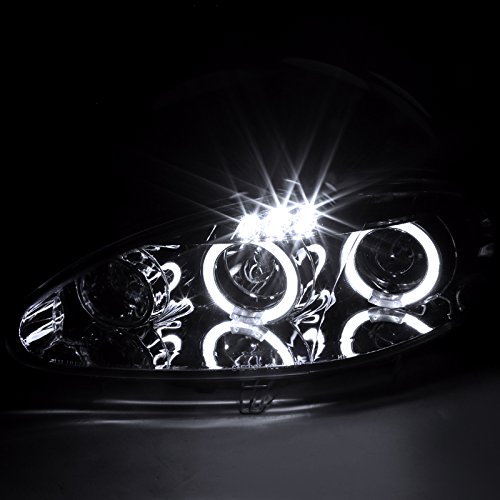 SPEC-D TUNING LHP-MX501-TM LED Halo Projector Headlights - Compatible with Mazda Miata MX5 (1990-2005) - Chrome Clear Housing - Upgrade Your Night Driving & Car Styling