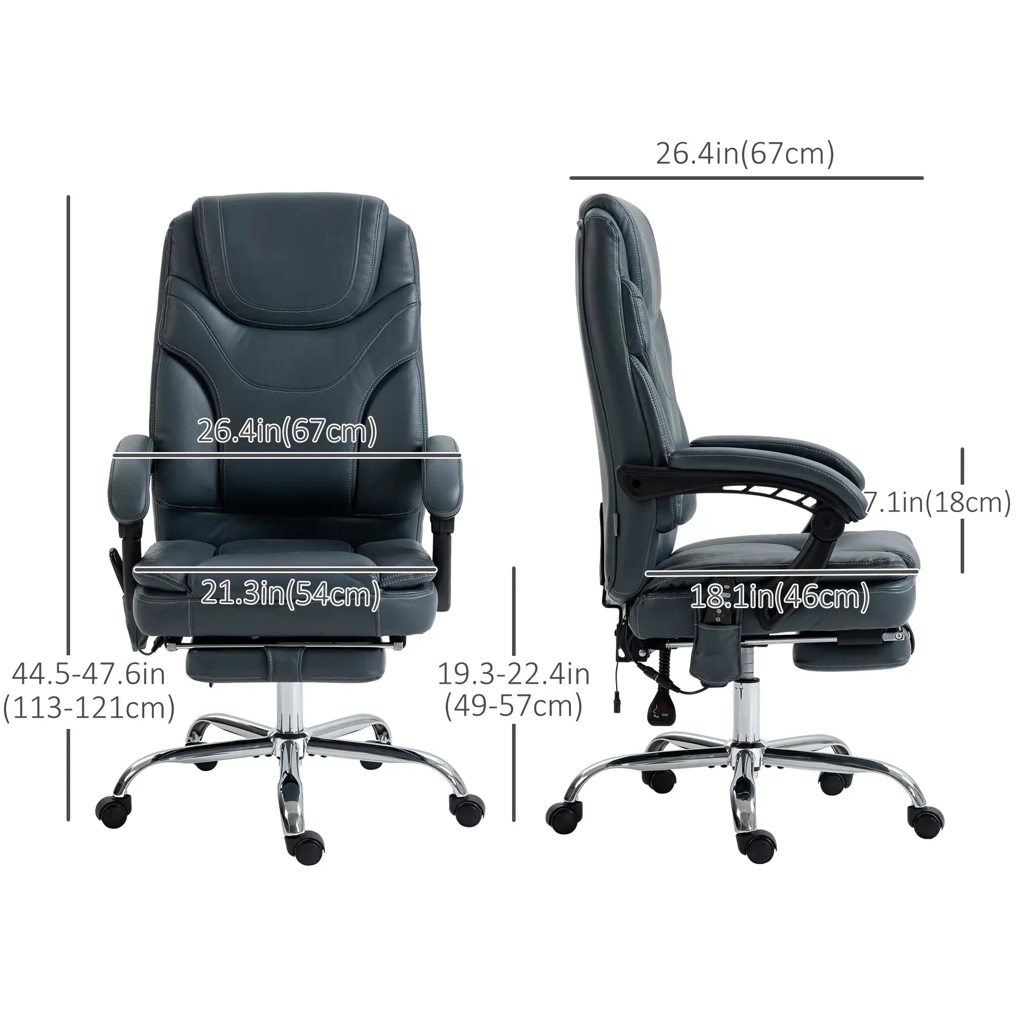Premium Faux Leather Heated Massage Office Chair with 6-Point Vibration System - Black & Brown Options - Perfect for Home Office, Gaming, and Relaxation