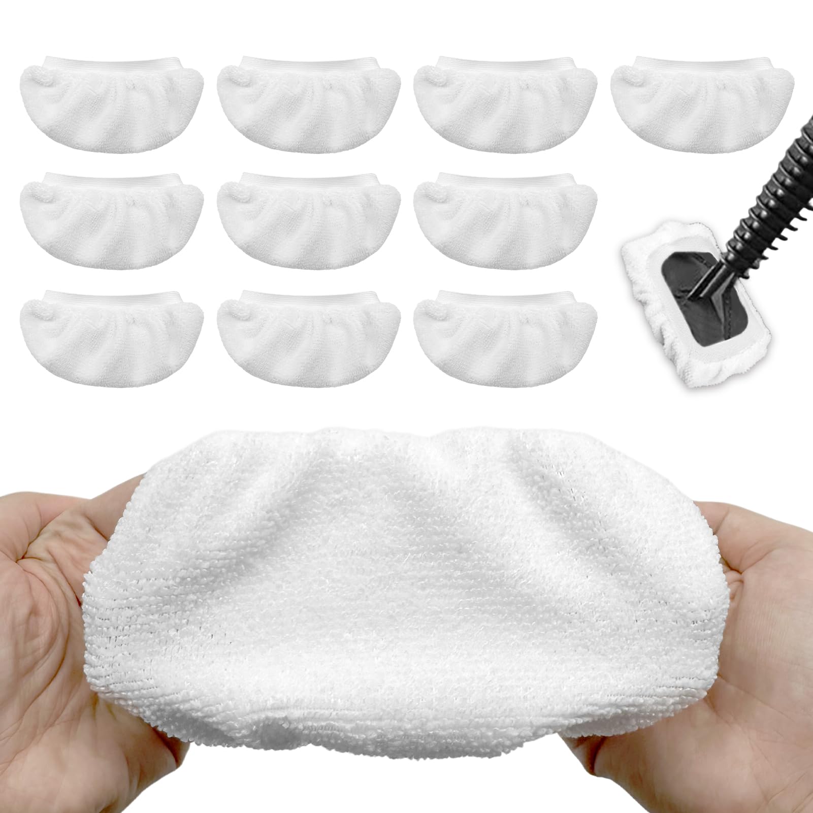 10 Pack Universal Steam Mop Pads - Reusable & Washable Microfiber Cloths for Handheld Steam Cleaners - Perfect for Floors, Tiles & Hardwood Cleaning