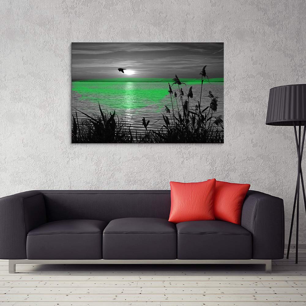 Black and White Scenery Canvas Wall Art - 32x48 Inch Framed Landscape Paintings for Bedroom & Living Room Decor | Modern Home Office Wall Decor