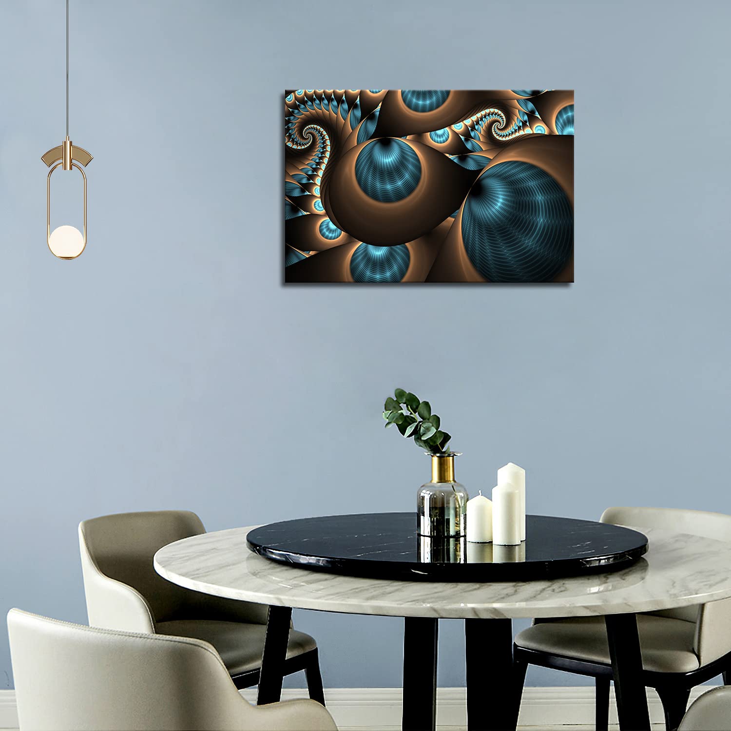 Abstract Blue and Brown Hole Design Wall Art Painting - Canvas Print for Modern Home Decor, Living Room & Office Decoration - Unique Gift Idea for Housewarming & Holidays