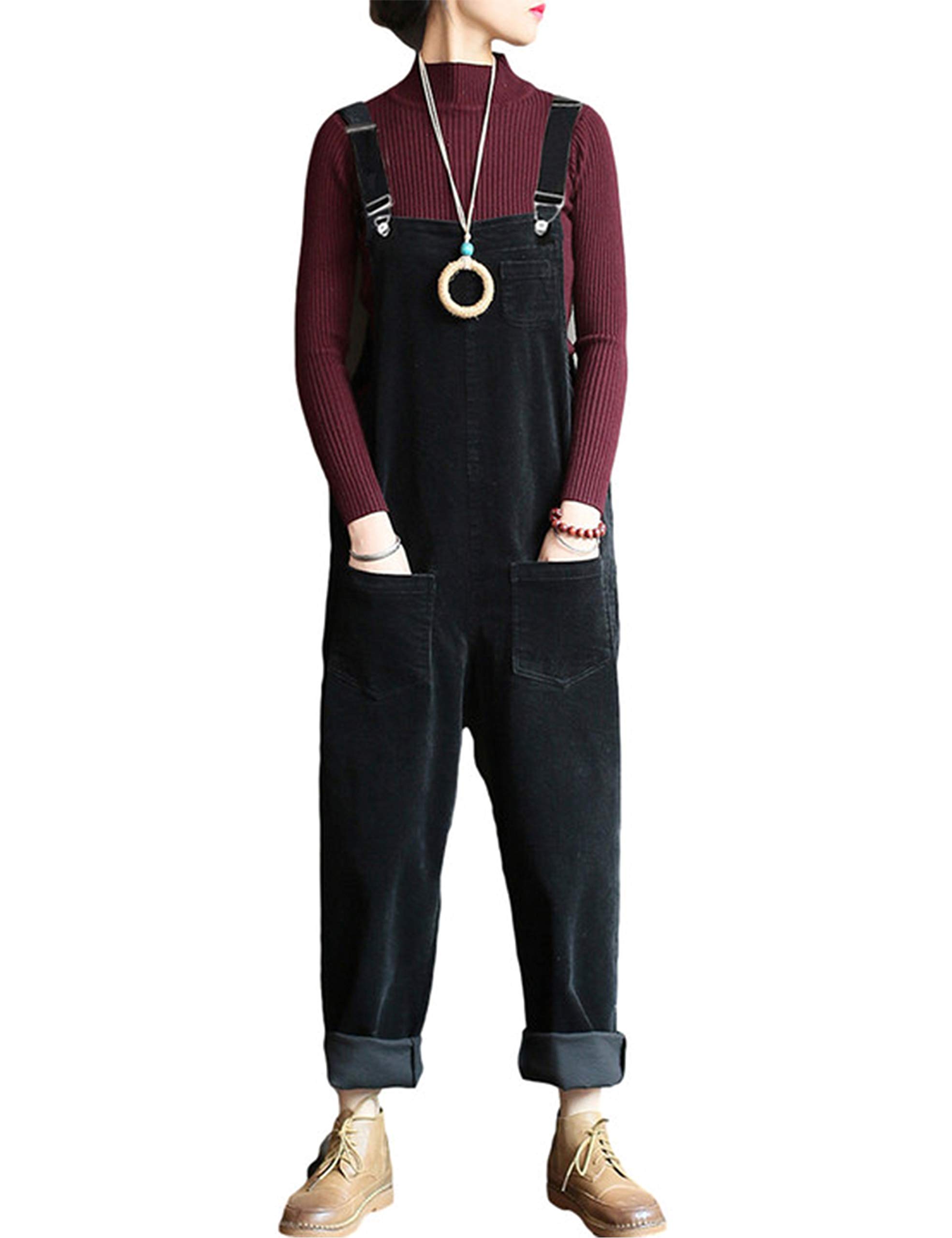 Lentta Women's Corduroy Overalls - Adjustable Straps, Bib Jumpsuit for Fall Fashion | Perfect for Casual Outings, Workwear & Autumn Styling
