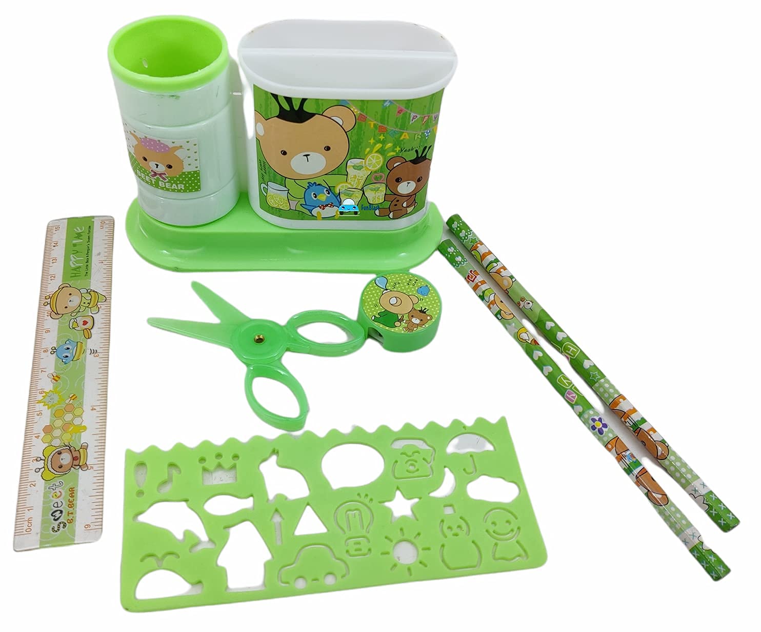 FunBlast Kids Stationery Kit - School Supplies Set for Boys & Girls, Perfect for Classroom, Homework & Art Projects - Green