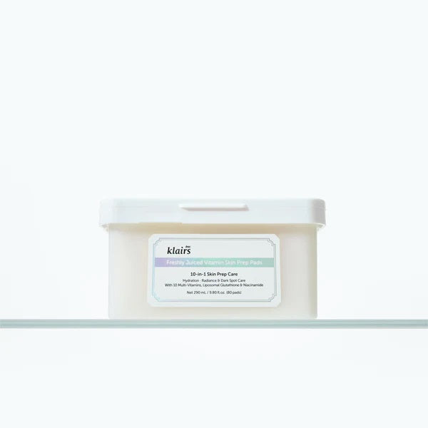 Klairs Freshly Juiced Vitamin C Skin Prep Pads - 80 Exfoliating Pads (290ml) for Brightening & Hydrating - Perfect for Daily Skincare Routine & Travel