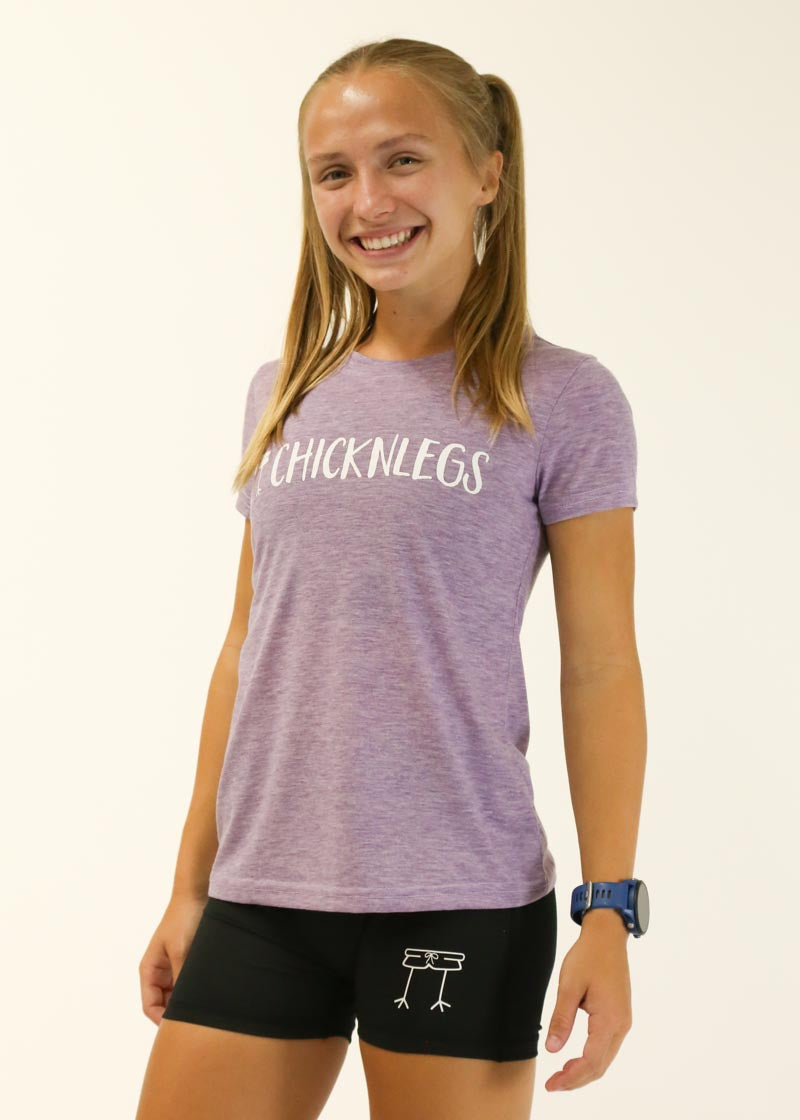 Women's Heather Purple Logo T-Shirt - Soft Cotton Casual Tee for Everyday Wear, Gym, and Outfits