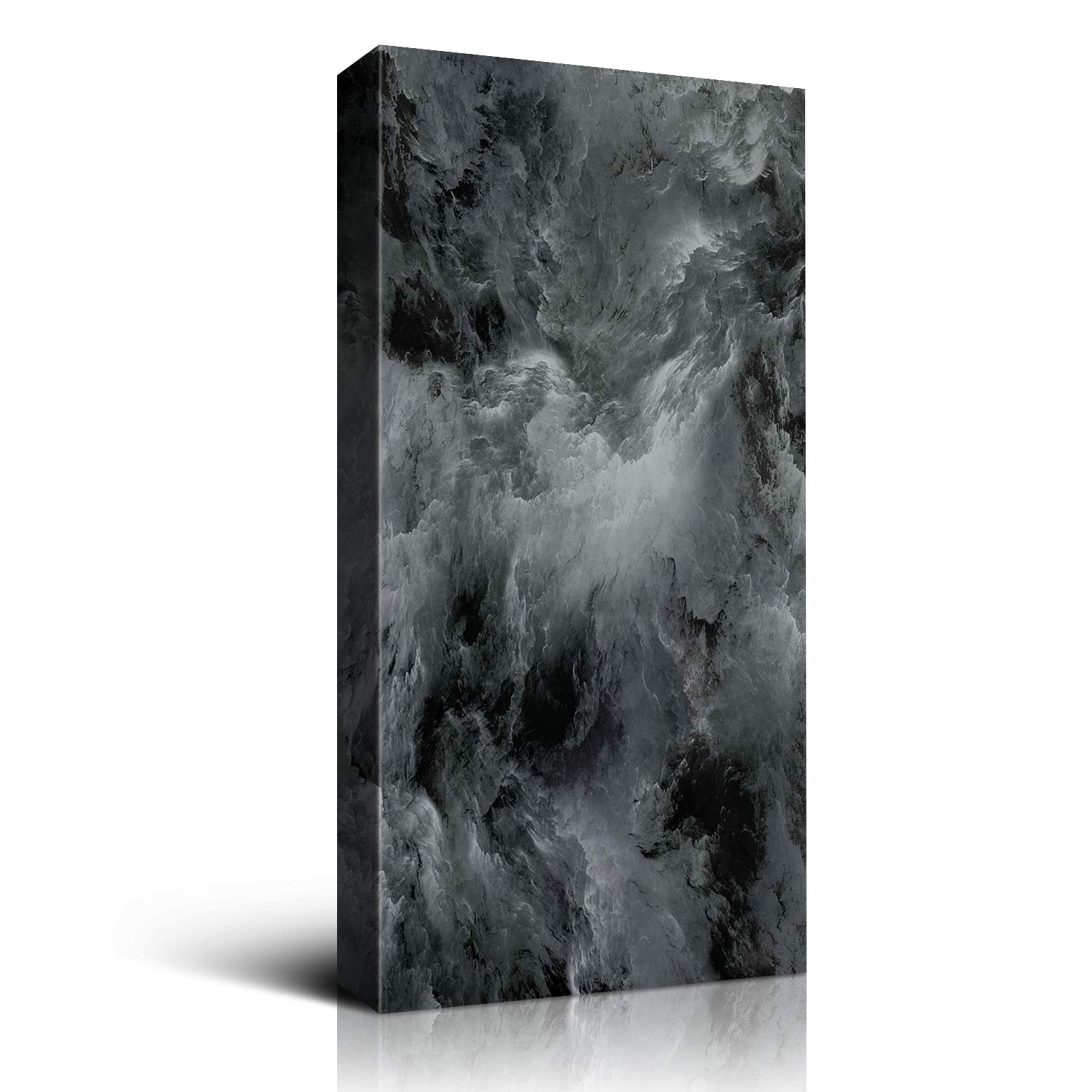 Denozer Abstract Black and White Mist Canvas Wall Art - 24x48 Inch Giclee Print for Home, Office & Hotel Decor | Modern Wall Painting for Living Room, Bedroom & Lobby