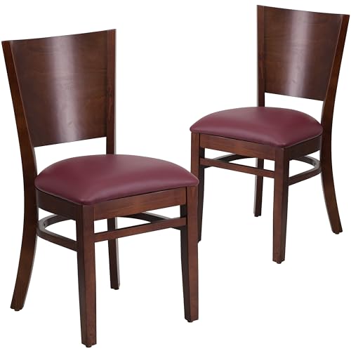 Burgundy Vinyl Seat/Walnut Wood Frame